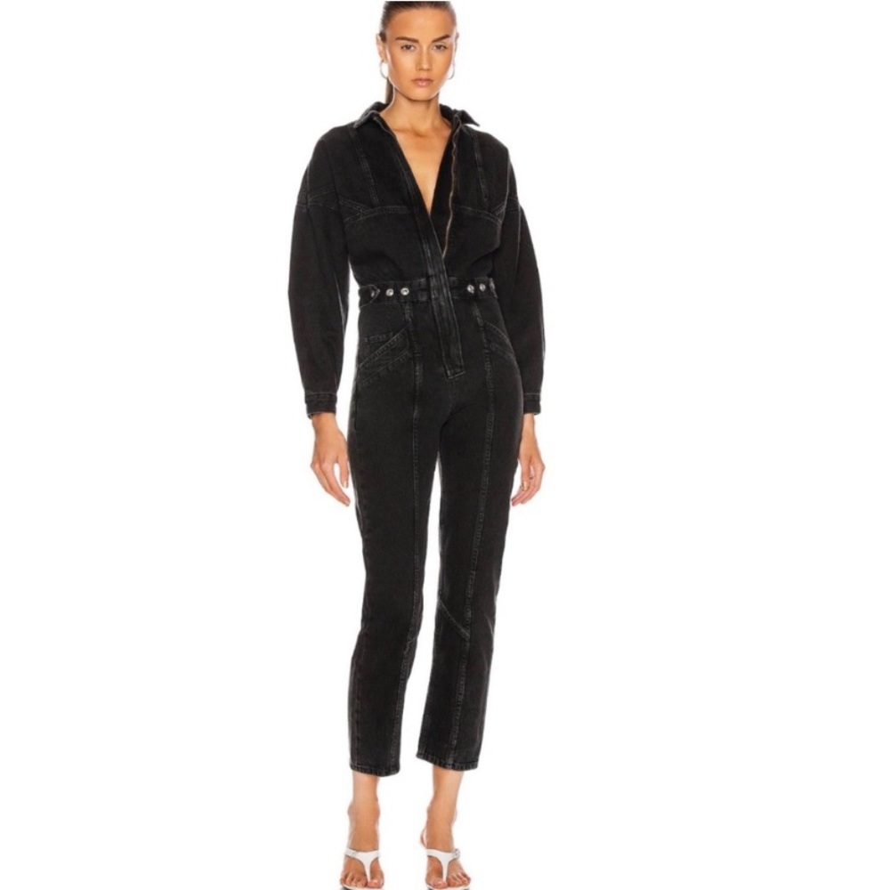 IRO Black Denim Utility Jumpsuit